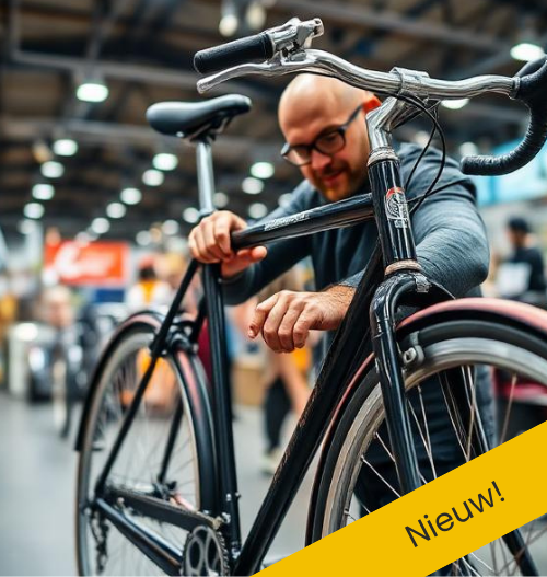 Medewerkers van de Fietsambassade Gent checken gratis je fiets in Hal 1 van Flanders Expo. Dus neem je fiets mee! 