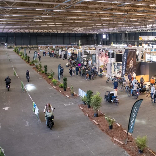 Een overzicht van het fietsparcours in Flanders Expo Gent